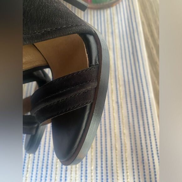 L.A.M.B. Black Leather Suede Open Toe Stiletto Sandals Size 6 - Picture 16 of 16